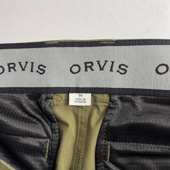 Orvis Men's 36 Olive Cargo Shorts Polyester Durable & Comfortable - Picture 7 of 7